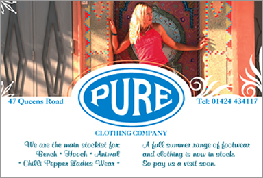 Advert for Pure Clothing Company, Hastings, UK