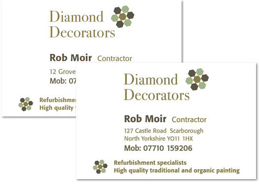 Business cards with custom logo, Diamond Decorator