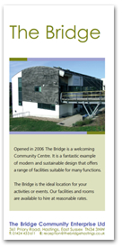 DL leaflet for The Bridge Community Centre, Hastings, UK