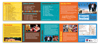 Fold-out leaflet for St Leonards Festival 2009