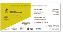 Invitation card for On the Edge of Wrong in Milano 2010