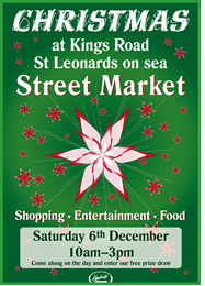 Christmas Street market in St Leonards, UK. A5 flyer