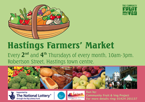 Postcard for local produce farmers market, Hastings Uk