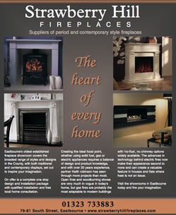 Full page advert for a fireplace retailer, Strawberry Hill, Eastbourne