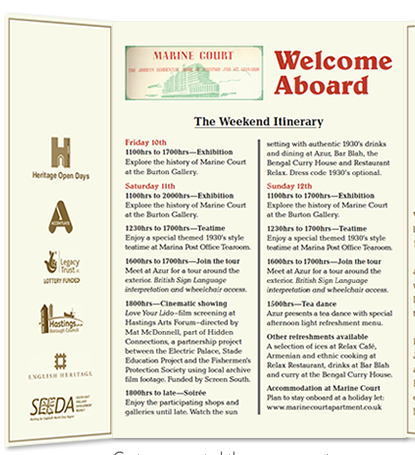Inside of MarineCourt Hertage Day leaflet