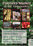 Flyer for Farmers' market in Hastings Old Town, UK