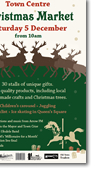 Christmas Market Weekend in Hastings, UK, 2008. A5 flyer.