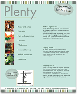 Plenty, a provision store in St Leonards on Sea, UK
