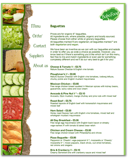 Website design for a take-away food business